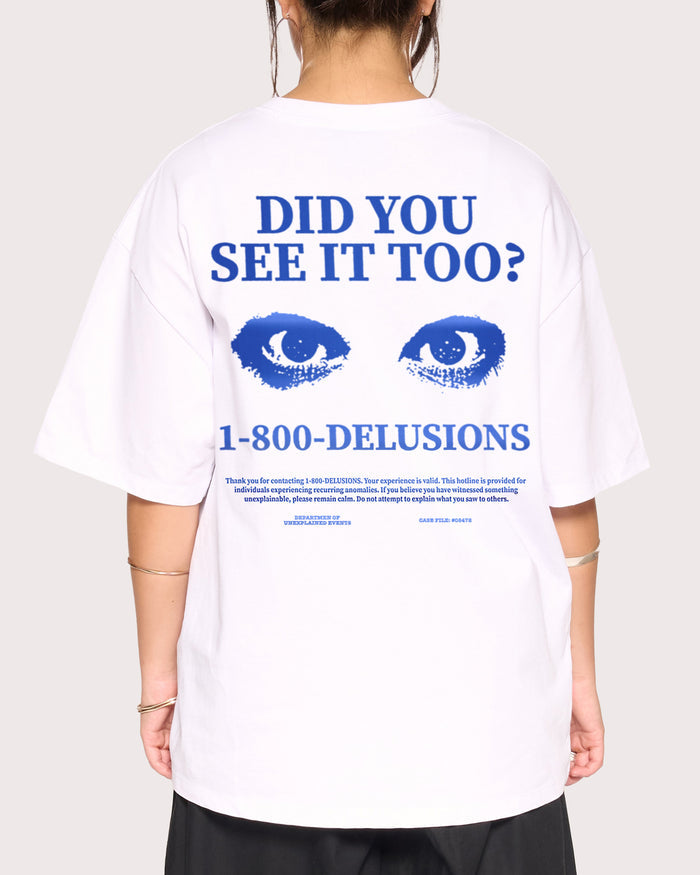 1-800 Delusions White Oversized Tee