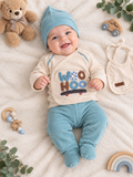 5-delige Babyset “Little Teddy” – Knuffelzacht & Stijlvol