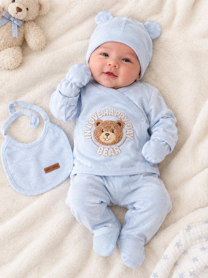 5-Delige Babyset met Beertje – Lichtblauw