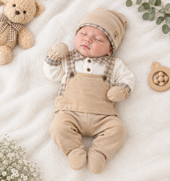5-delige Beige Babyset – Elegant & Lief