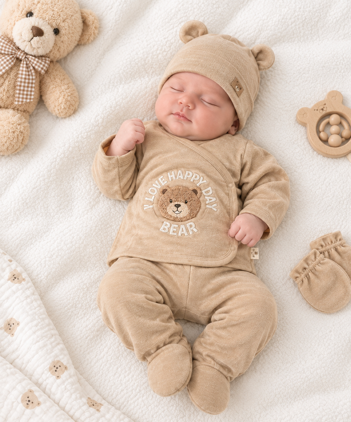 5-Delige Teddy Bear Babyset – Beige