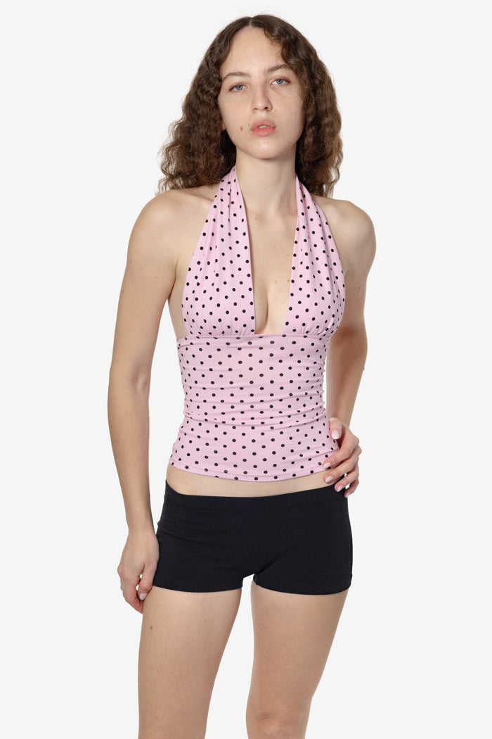 Baby Pink/Black Polka Dots