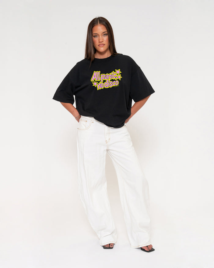 All Panic, No Disco Black Boxy Crop Tee