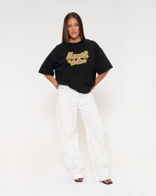 All Panic, No Disco Black Boxy Crop Tee