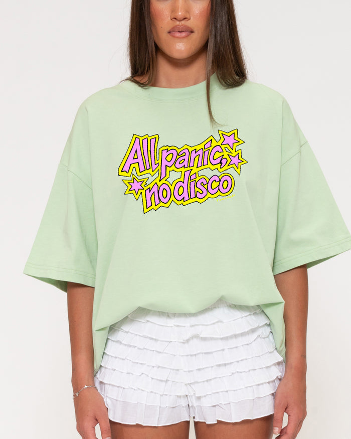 All Panic, No Disco Green Boxy Crop Tee