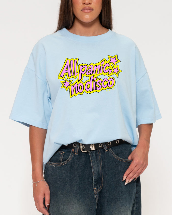 All Panic, No Disco Blue Boxy Crop Tee