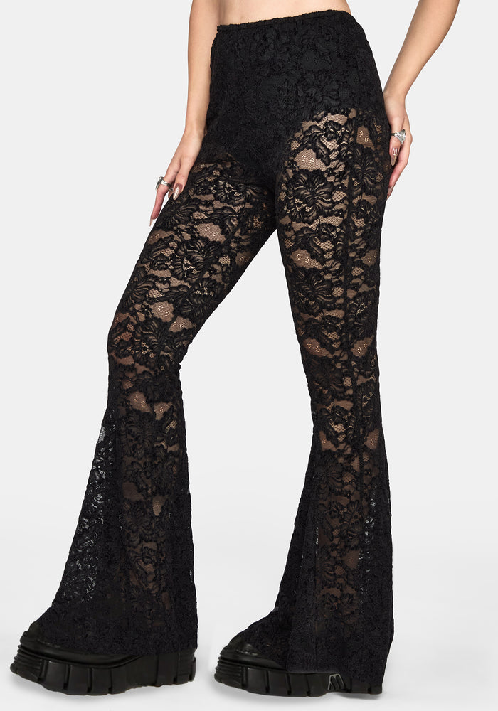 Amina Flocked Lace Flare Trouser