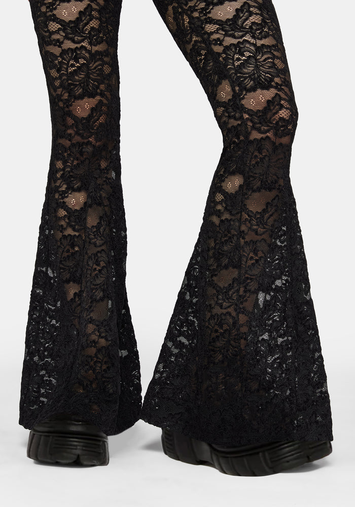 Amina Flocked Lace Flare Trouser