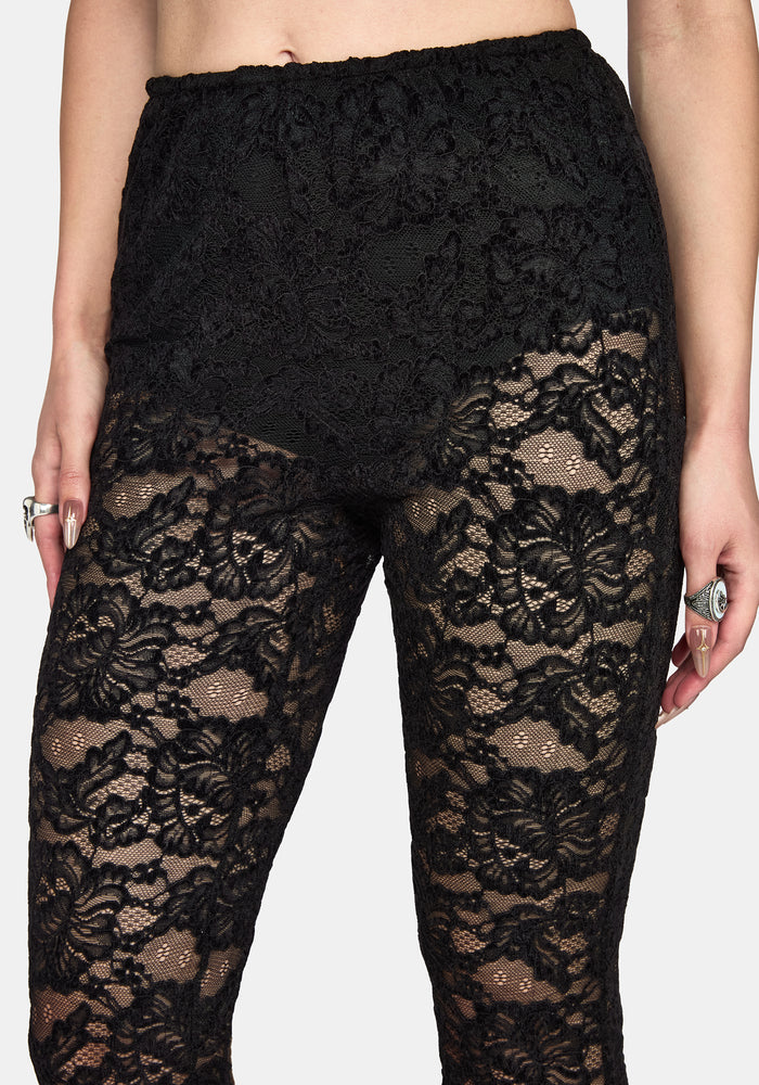 Amina Flocked Lace Flare Trouser