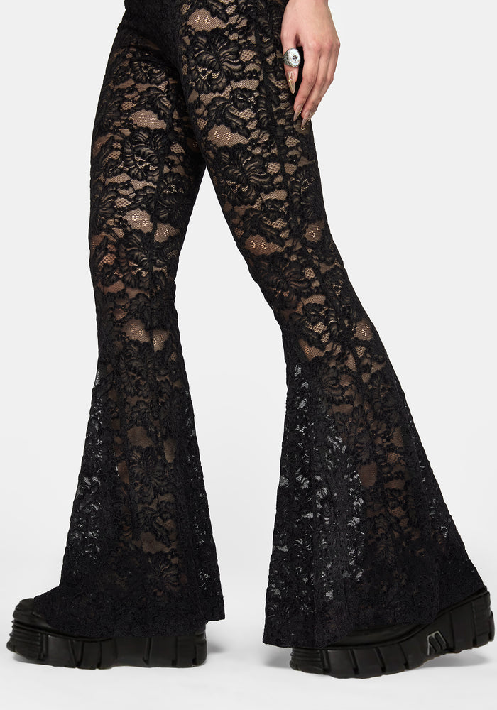 Amina Flocked Lace Flare Trouser