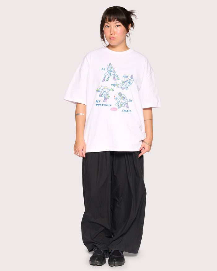 As Per My Last Email White Oversized Tee