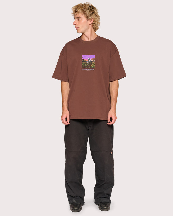 Aura Farming Brown Oversized Tee