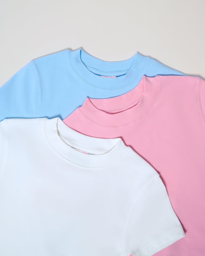 Baby Tee 3-Pack: Natural, Pink, Pale Blue