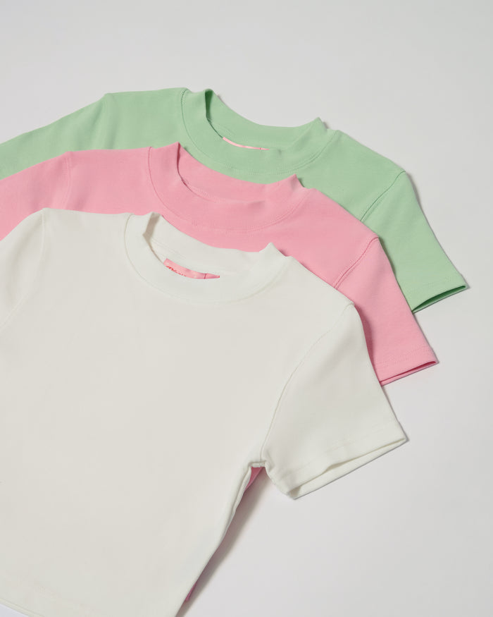 Baby Tee 3-Pack: Natural, Pink, Pistachio