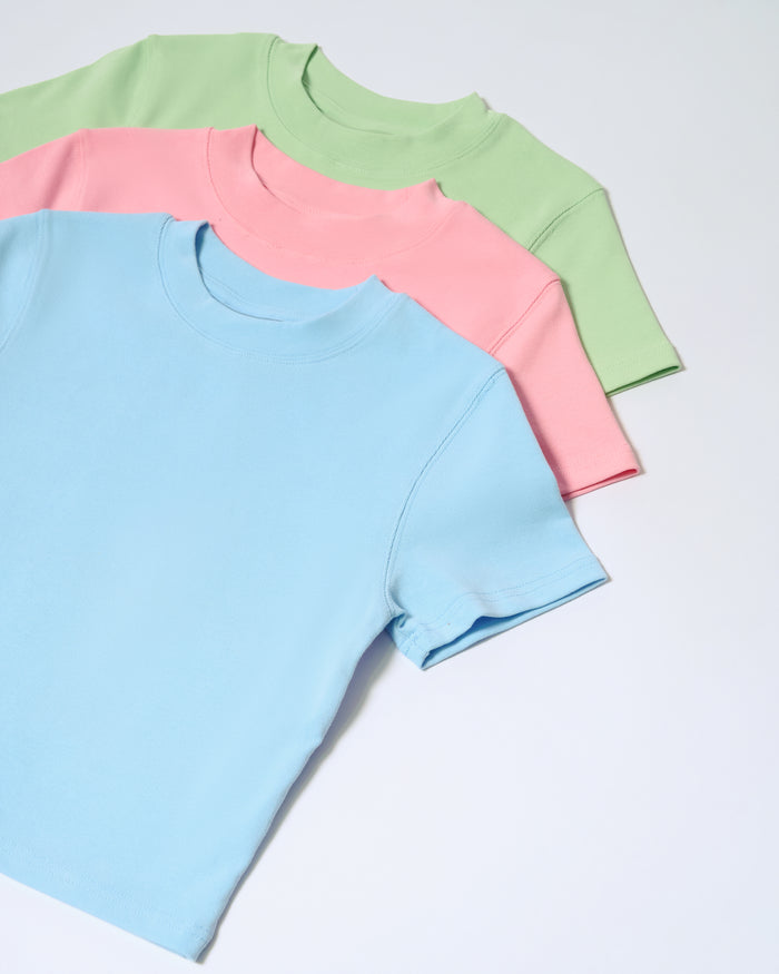 Baby Tee 3-Pack: Pale Blue, Pink, Pistachio