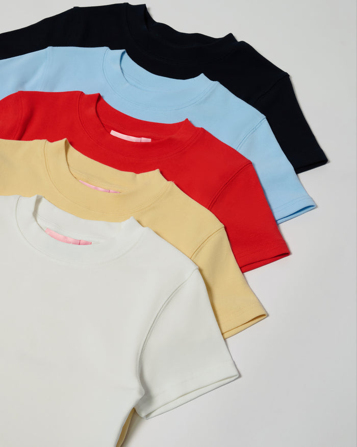 Baby Tee 5-Pack: Black, Pale Blue, Red, Yellow, Natural