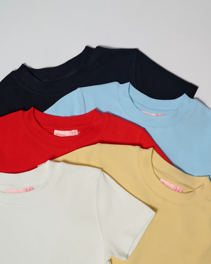 Baby Tee 5-Pack: Black, Pale Blue, Red, Yellow, Natural