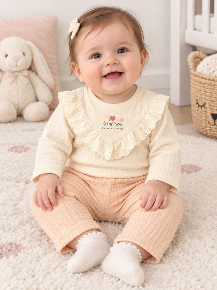 Babyset met ruches en bloemenprint - 2-delig