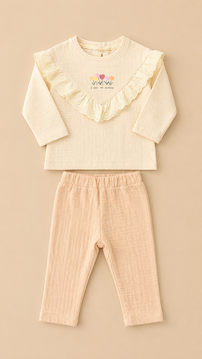 Babyset met ruches en bloemenprint - 2-delig
