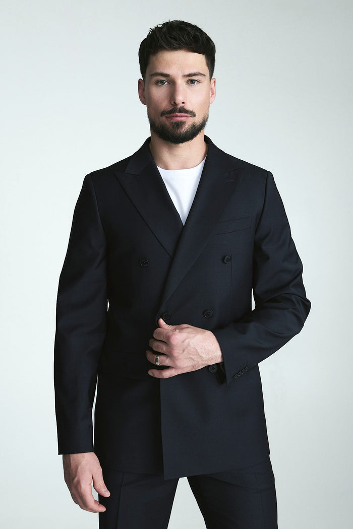 Basic Fitted double breast bi-stretch blazer