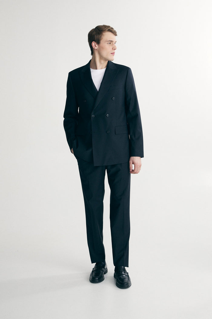 Basic Fitted double breast bi-stretch blazer
