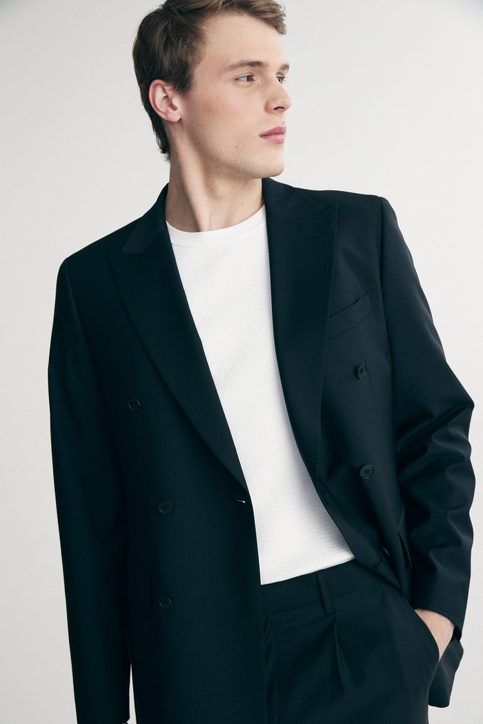 Basic Fitted double breast bi-stretch blazer