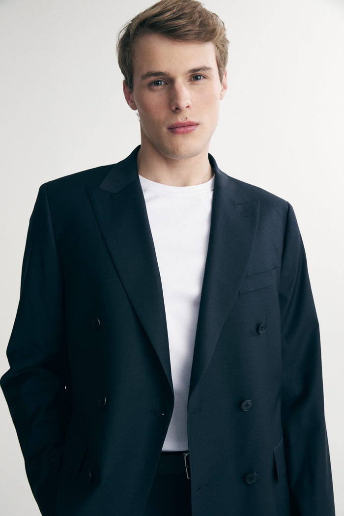 Basic Fitted double breast bi-stretch blazer