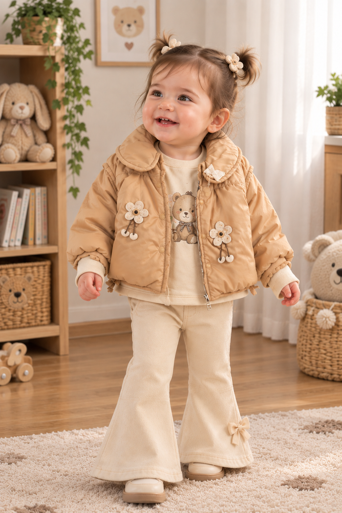 Beige Teddy Bear Meisjesoutfit