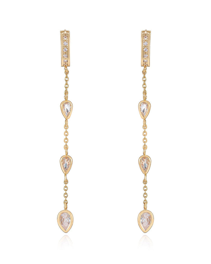 Bezel Crystal Huggie Dangle Earrings