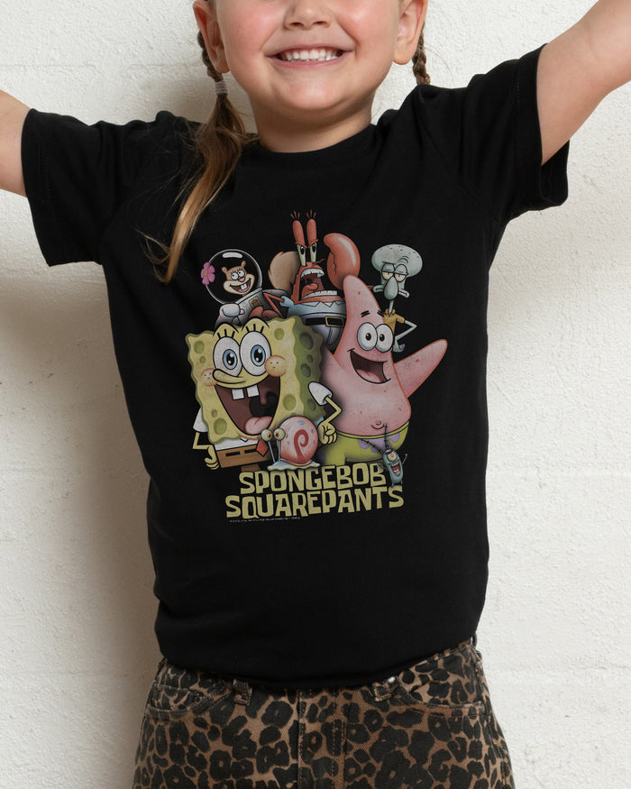 Bikini Bottom Crew Black Kids T-Shirt