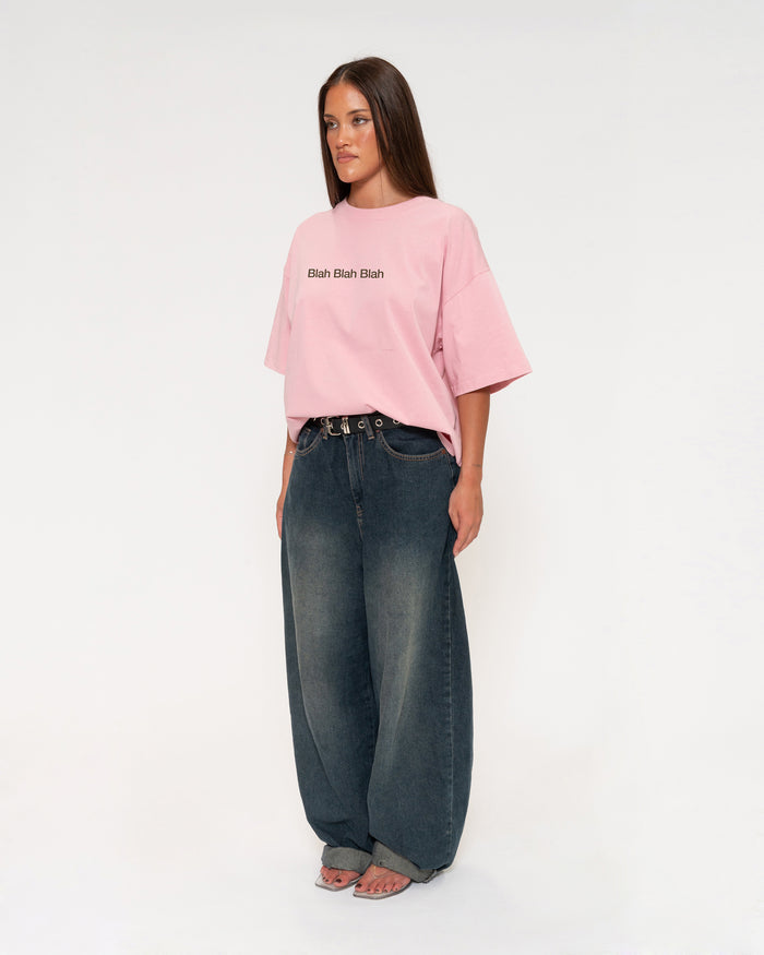 Blah Blah Blah Pink Boxy Crop Tee