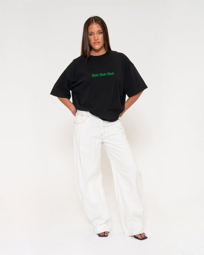 Blah Blah Blah Black Boxy Crop Tee