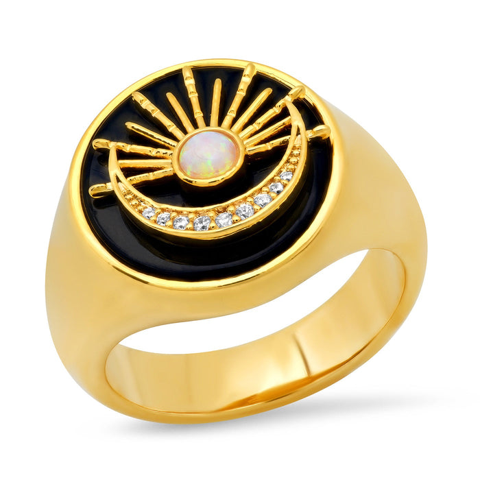 Blk Inlay Sun/Moon Ring