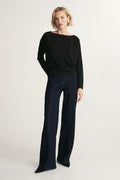 Boat-neck dolman-sleeve top