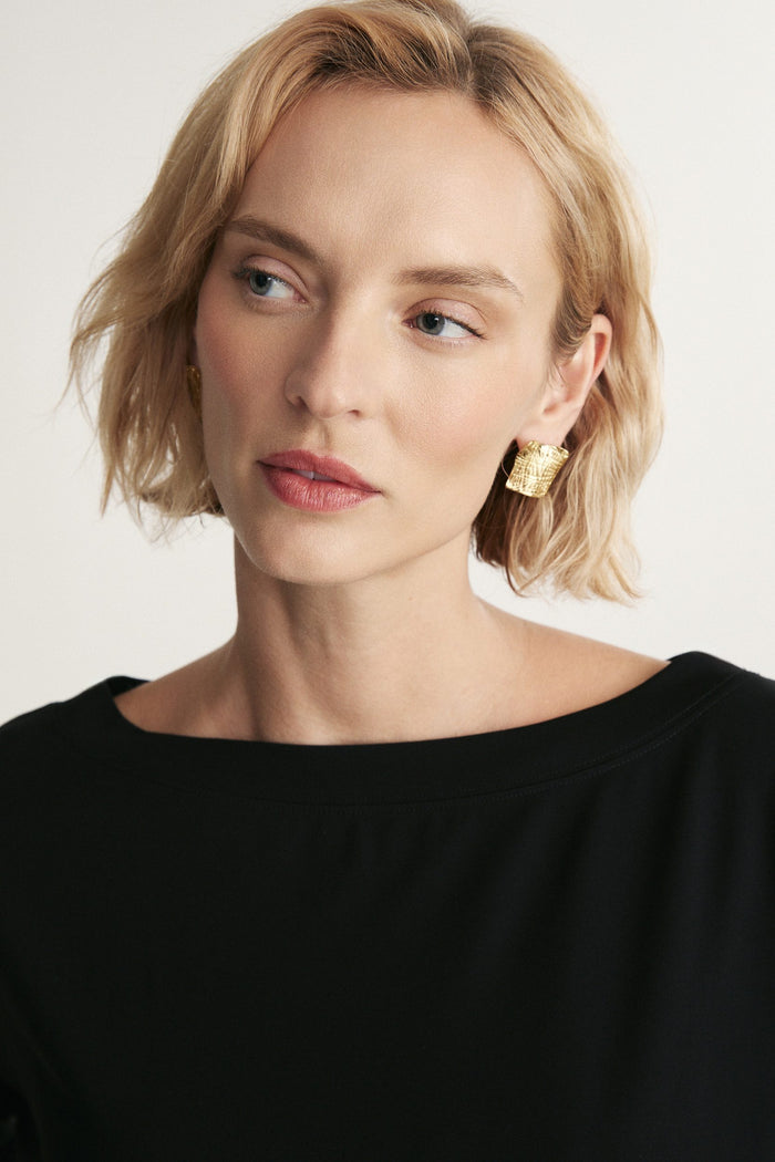 Boat-neck dolman-sleeve top