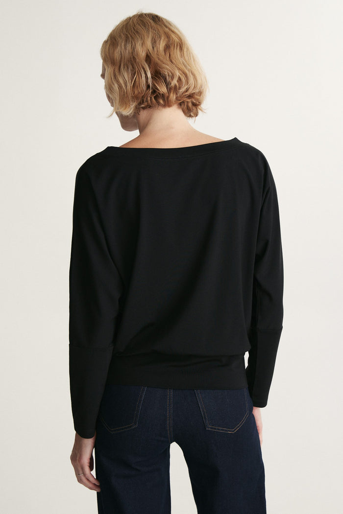 Boat-neck dolman-sleeve top