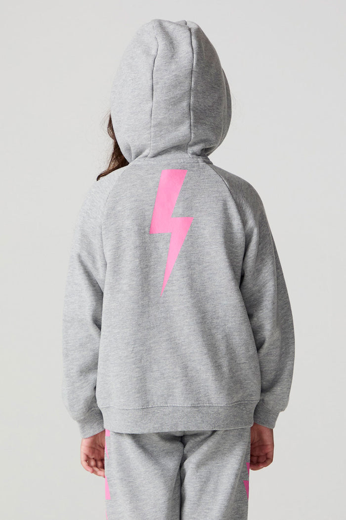 Back view of a girl wearing the Chaser  Bolting Bolt Long Sleeve on a neutral background