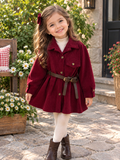 Bordeaux Elegance – Kinderjurk met Riem