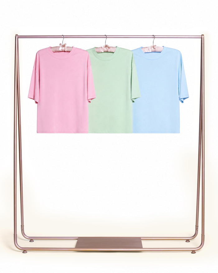 Boxy Tee 3-Pack: Pistachio, Pink, Pale Blue