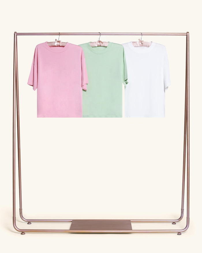 Boxy Tee 3-Pack: White, Pink, Pistachio