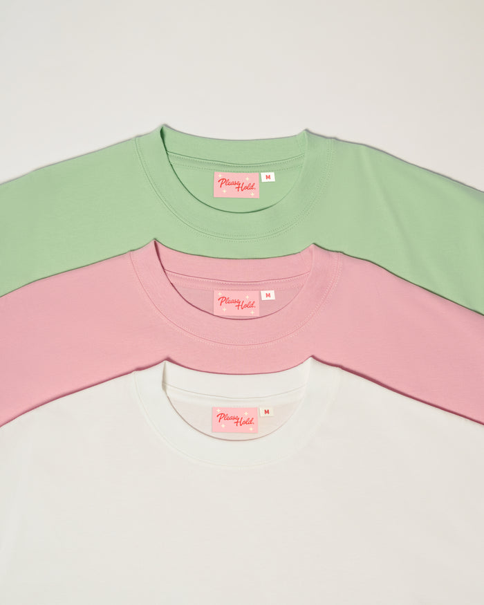 Boxy Tee 3-Pack: White, Pink, Pistachio