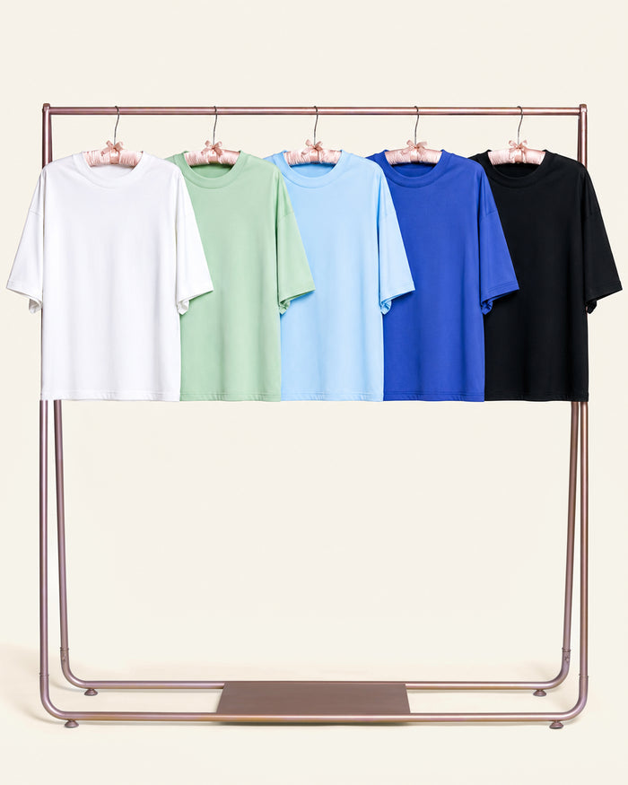 Boxy Tee 5-Pack: Black, Dusk, Pale Blue, Pistachio, White