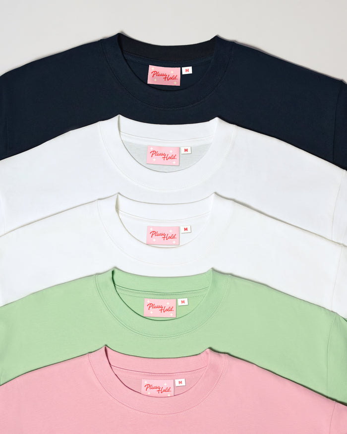 Boxy Tee 5-Pack: Black, White, Pistachio, Pink