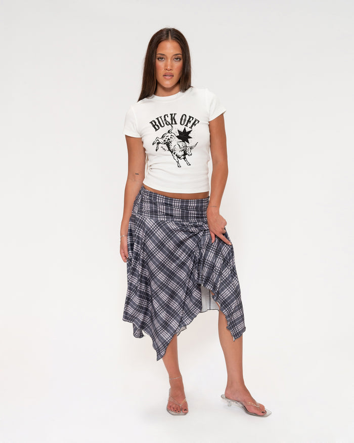 Buck Off White Longline Baby Tee