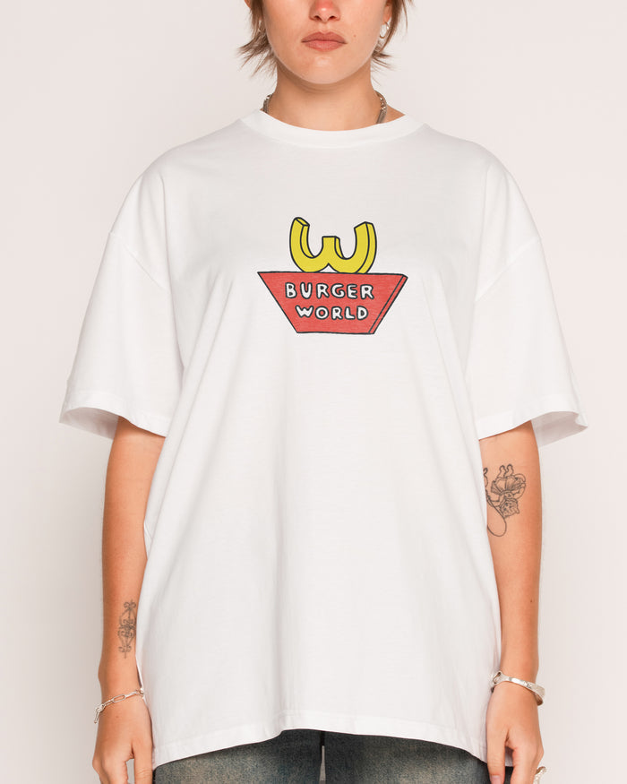 Burger World White T-Shirt