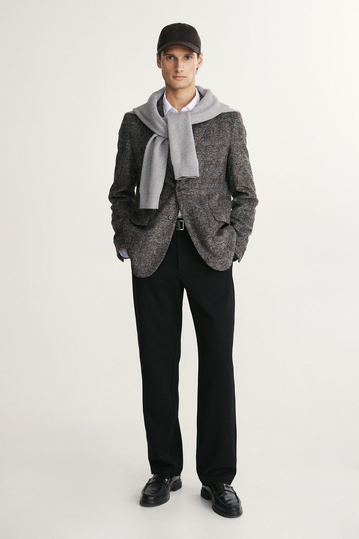Check Fitted knit blazer