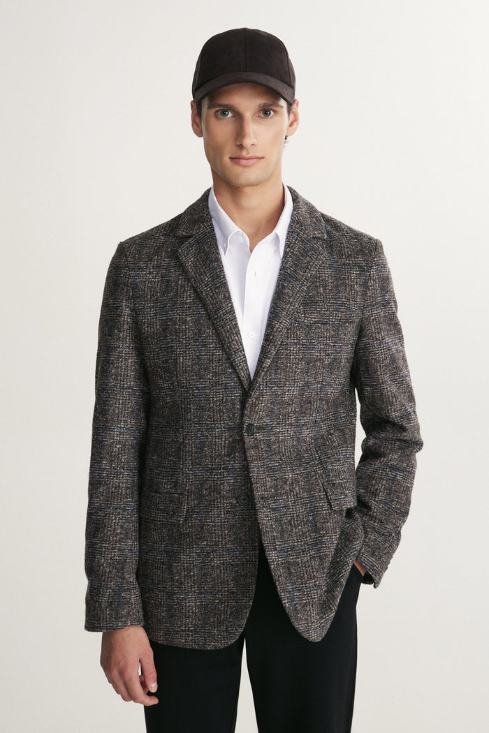 Check Fitted knit blazer