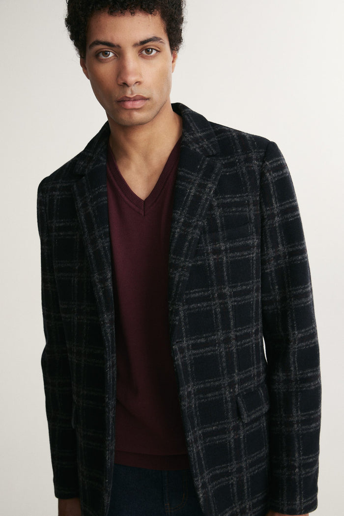 Check Fitted knit blazer