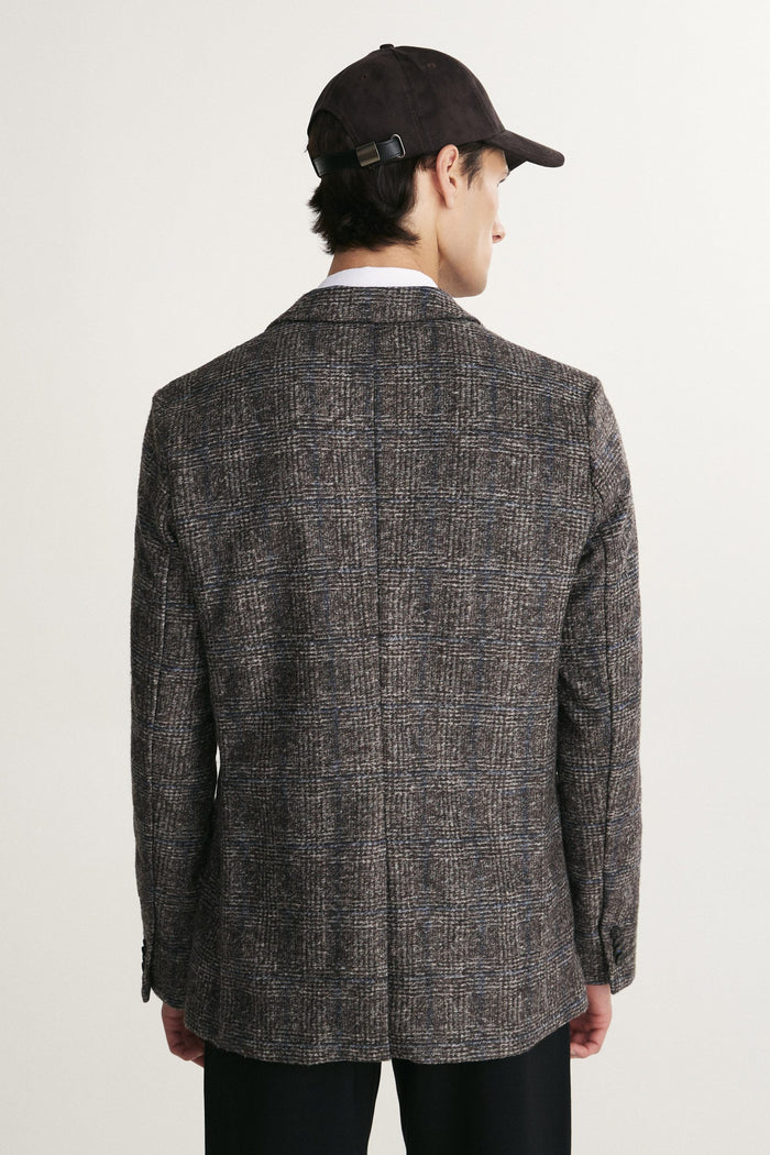 Check Fitted knit blazer