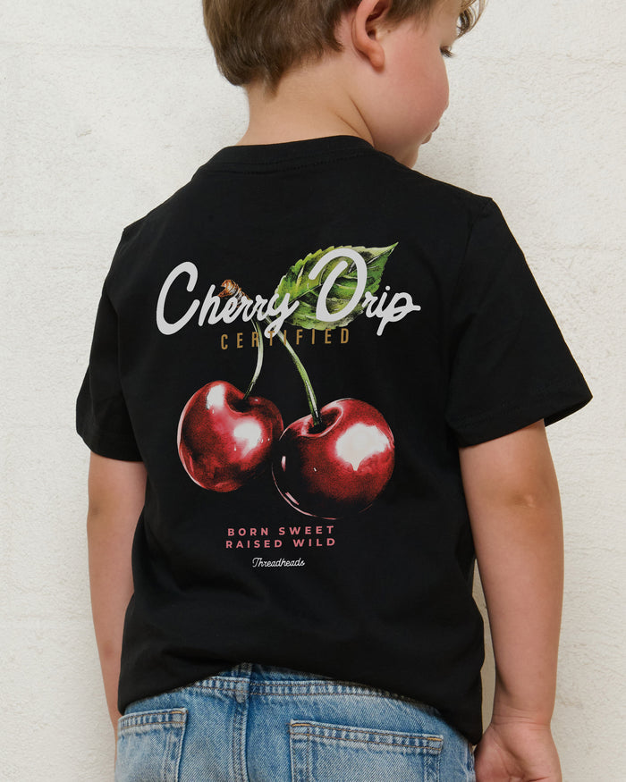 Cherry Drip Black Kids T-Shirt